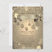 金ゴールド、クリスマスオーナメント会社のクリスマスパーティー 招待状 (正面)