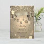 金ゴールド、クリスマスオーナメント会社のクリスマスパーティー 招待状 (スタンド正面)