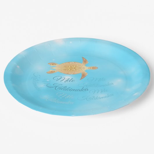 金ゴールド |クリスマスハワイアン | ペーパープレート (アングル)