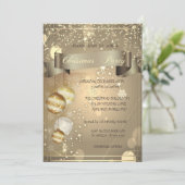 金ゴールド，クリスマスボール会社クリスマスパーティー 招待状 (スタンド正面)