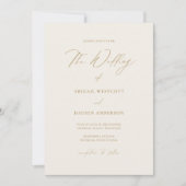 金ゴールド&クリームシンプル結婚式招待状カード 招待状 (正面)