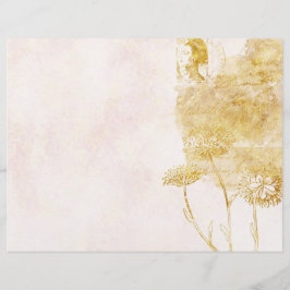 金ゴールド&クリームフローラスクラップブック紙