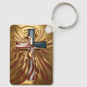 金ゴールド・クロスにおける米国国旗#5 キーホルダー (裏面)