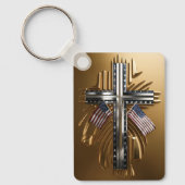 金ゴールド・クロスにおける米国国旗#6 キーホルダー (正面)