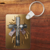 金ゴールド・クロスにおける米国国旗#6 キーホルダー (裏面)