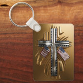 金ゴールド・クロスにおける米国国旗#6 キーホルダー (正面)