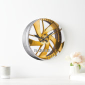 金ゴールド&クロムリム ラージ壁時計 (ホーム)