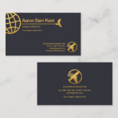 金ゴールド·グフェイクローブ·ホーク·サプライ·ライン·ブルー·マーケティング 名刺 (正面/裏面)