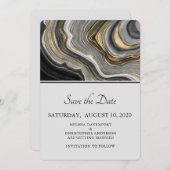 金ゴールド&グモダンレーアゲートジェームストーン結婚ズ セーブザデート (正面/裏面)