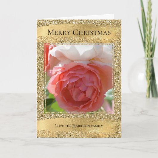 金ゴールド・グラムグリッターパーソナライズされた写真   カード (正面)