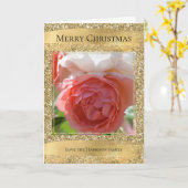 金ゴールド・グラムグリッターパーソナライズされた写真   カード (黄色い花)