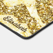金ゴールド&グリッターゼブラアドネームまたはモノグラムラグジュアリー デスクマット (コーナー)