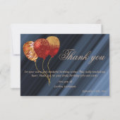 金ゴールド&グリッターレッドバルーン誕生日ありがとう ノートカード (正面)