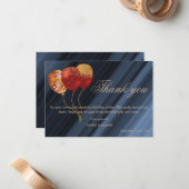 金ゴールド&グリッターレッドバルーン誕生日ありがとう ノートカード (正面/裏面インサイチュ)