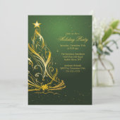 金ゴールド&グリーモダンンクリスマスホリデーパーティー 招待状 (スタンド正面)