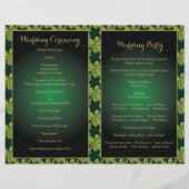 金ゴールド、グリーンアイリッシュクローバー結婚の折り畳みプログラム (裏面)