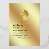 金ゴールド&グリーンアメリカンフットボール誕生日 箔招待状 (裏面)