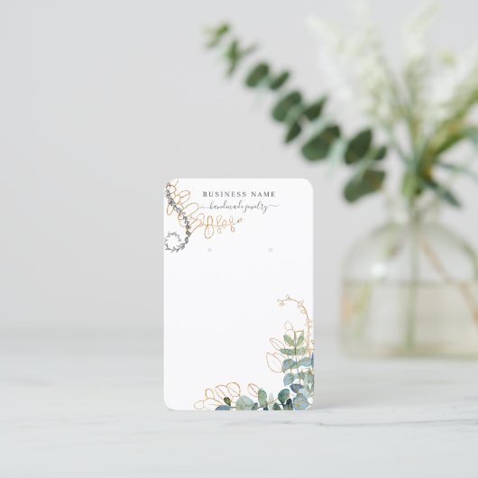 金ゴールド&グリーンイヤリングディスプレイ名刺 名刺 (スタンド正面)