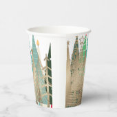 金ゴールド&グリーンクリスマスツリーズデザイン 紙コップ (右)