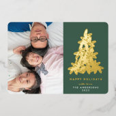 金ゴールド&グリーンクリスマスパイン写真 箔シーズンカード (正面)