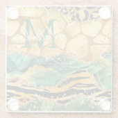 金ゴールド&グリーンサファリアニマルプリントゲート ガラスコースター (裏面)