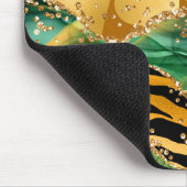 金ゴールド&グリーンサファリアニマルプリントゲート マウスパッド (コーナー)