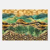 金ゴールド&グリーンサファリアニマルプリントゲート ラッピングペーパーシート (正面2)