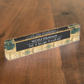 金ゴールド&グリーンサファリジャングルアニマルプリントアゲート デスクネームプレート (側面)