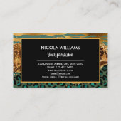 金ゴールド&グリーンサファリジャングルアニマルプリントアゲート 名刺 (裏面)