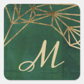 金ゴールド&グリーンジャングルくもの巣 スクエアシール (正面)