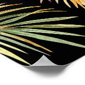 金ゴールド – グリーンパーム：水彩シームレスパターン。 ポスター (角)