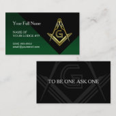 金ゴールド&グリーンマソニックビジネスカードテンプレート 名刺 (正面/裏面)