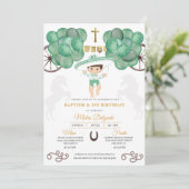 金ゴールド&グリーンメキシコ男の赤ちゃんシャルロバプテスマ 招待状 (スタンド正面)