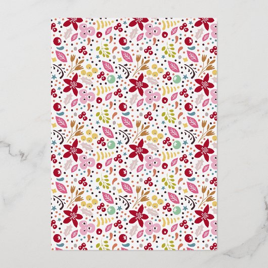 金ゴールド&グリーンメリークリスマス花模様 箔シーズンカード (裏面)