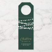 金ゴールド&グリーンモダンスクリプトメリークリスマス ボトルネックタグ (正面)