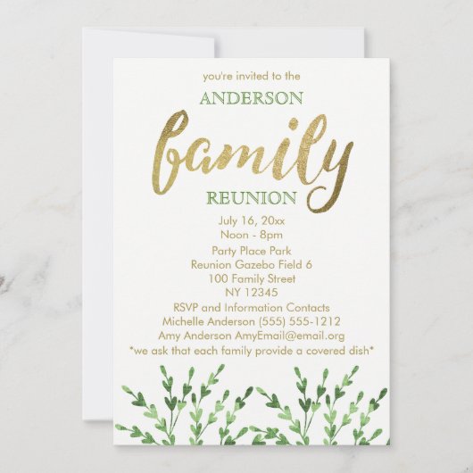 金ゴールド&グリーンリーフファミリー懇親会 招待状 (正面)