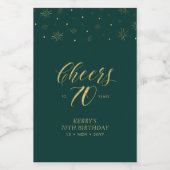 金ゴールド&グリーン応援70年70th Birthday Party ワインラベル (シングルラベル)