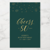 金ゴールド&グリーン応援80年80th Birthday Party ワインラベル (シングルラベル)