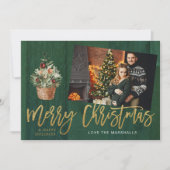 金ゴールド&グリーン素朴メリークリスマスワンフォト (正面)