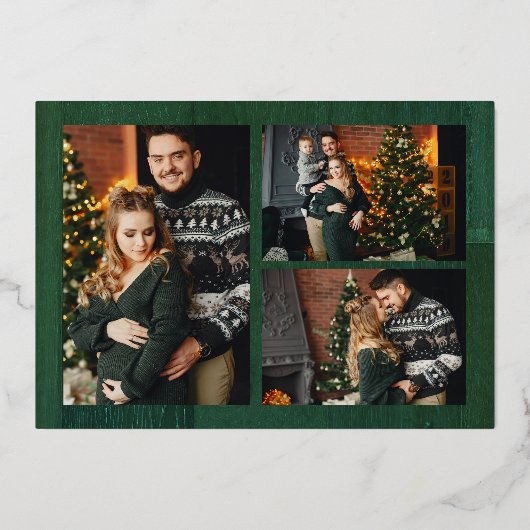 金ゴールド&グリーン素朴メリークリスマス4数々の枚 箔招待状 (裏面)