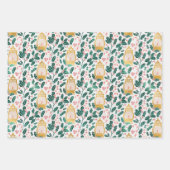 金ゴールド&グリーン自然ランタンラッピング紙シート ラッピングペーパーシート (正面)