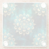 金ゴールド&グリーン銀河系ダルマダラパターン ガラスコースター (裏面)