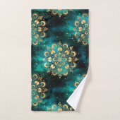 金ゴールド&グリーン銀河系ダルマダラパターン バスタオルセット (ハンドタオル)