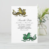 金ゴールド・グリーン・ドラゴン・セーブ・ザ・デート招待状 セーブザデート (スタンド正面)