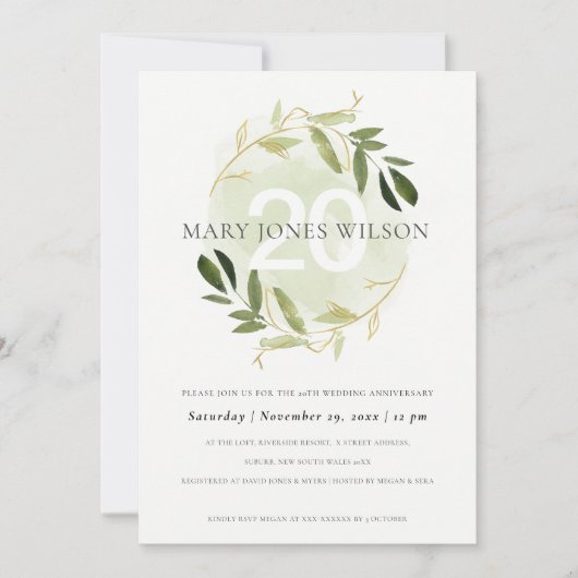 金ゴールド・グリーン・ファワリース・アニー・アニバシー・カード サンキューカード (正面)