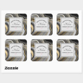 金ゴールド&グレイモダンアゲートジェムストーンキッチン スクエアシール (シート)