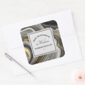 金ゴールド&グレイモダンアゲートジェムストーンキッチン スクエアシール (封筒)