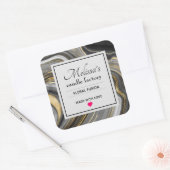 金ゴールド&グレイモダンアゲートジェムストーンキャンドルビズ スクエアシール (封筒)