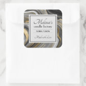 金ゴールド&グレイモダンアゲートジェムストーンキャンドルビズ スクエアシール (バッグ)