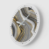 金ゴールド&グレイモダンアゲートジェードジェムストーン ラージ壁時計 (傾斜)